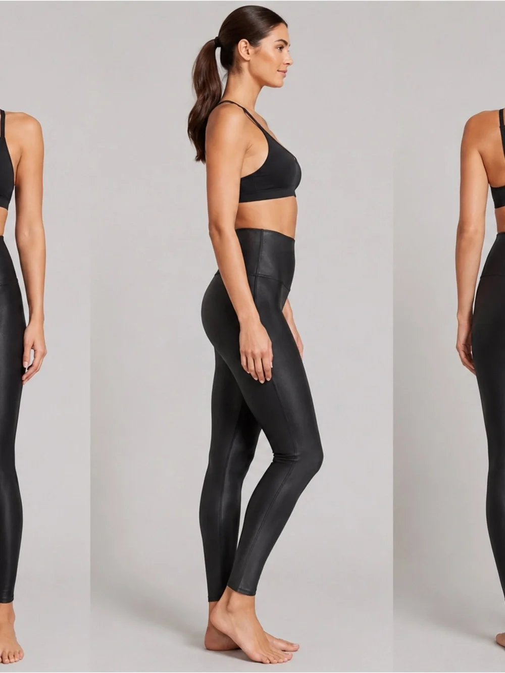 SPANX Black High-Waist Faux-Leather Leggings